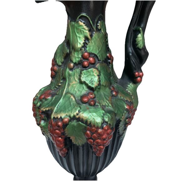 Vintage Arnels Pottery Greek Majolica Classical Style Cascading Grape Pitcher - Picture 2 of 8